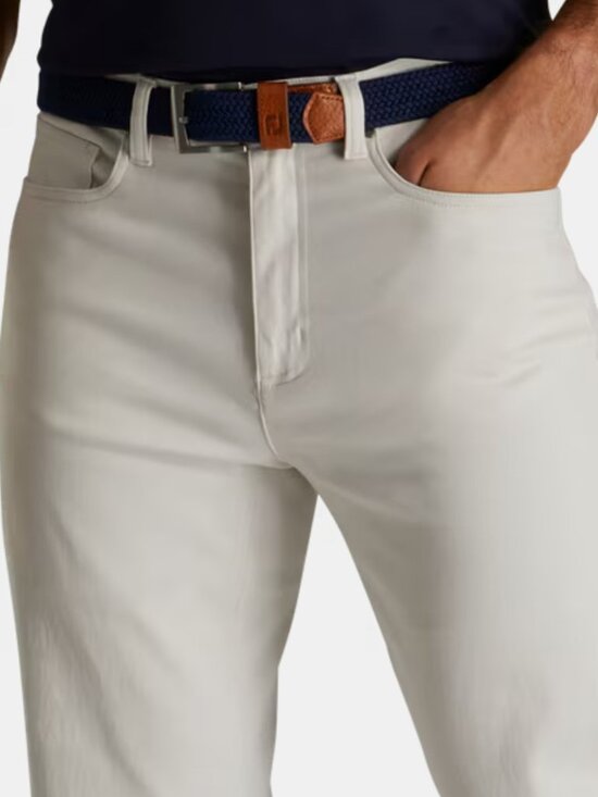 NWT FootJoy FootJoy Men's Sueded Cotton Twill 5-Pocket Pants Stone Size W38-L34. - Picture 1 of 5